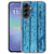 Achterkant van het Samsung Galaxy A57 softcase hoesje Wood Blue met blauwe houtnerfprint