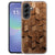 Wooden Cubes TPU hoesje voor de Samsung Galaxy A57, achteraanzicht met bruin blokjespatroon