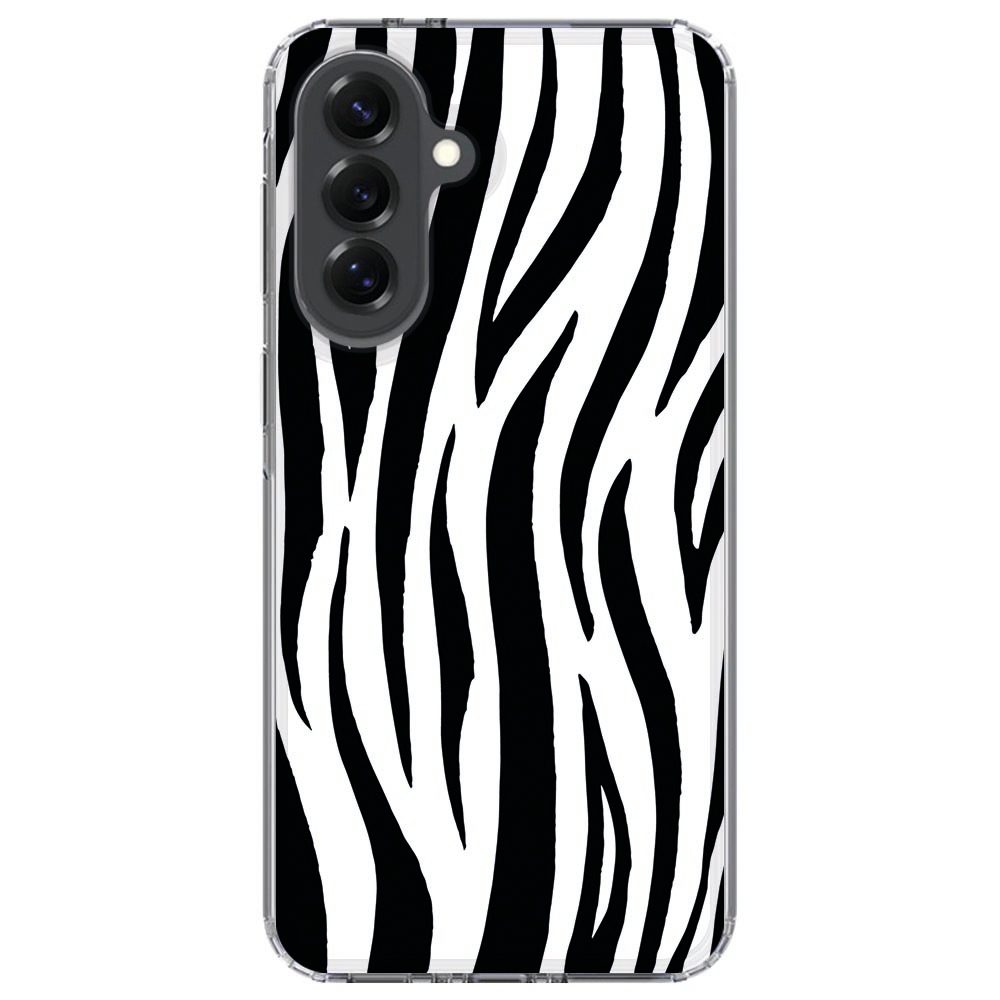 Zijaanzicht van het Samsung Galaxy A57 TPU hoesje Zebra met verhoogde camerarand