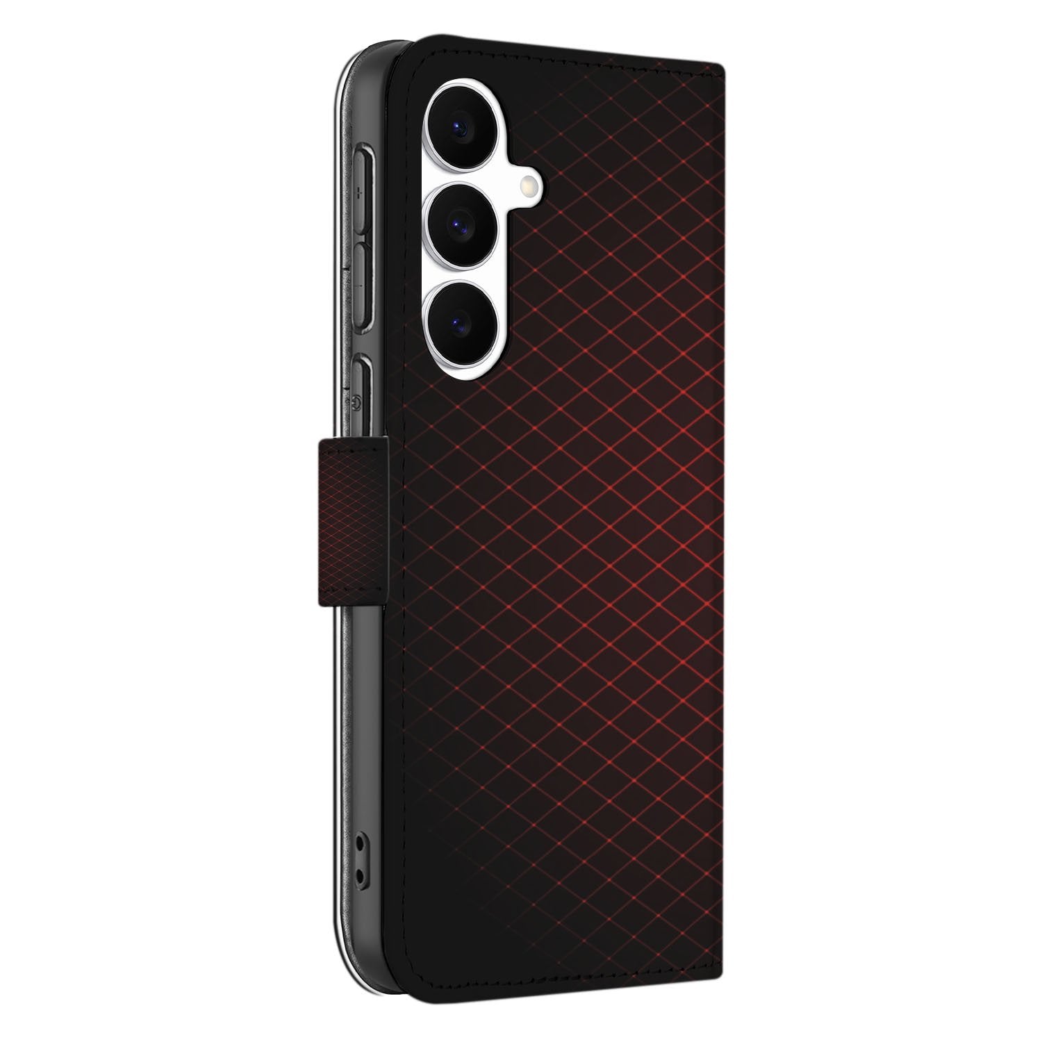 Samsung Galaxy S25 FE Hoesje Bookcase Geruit Rood Met 3 Pasjes