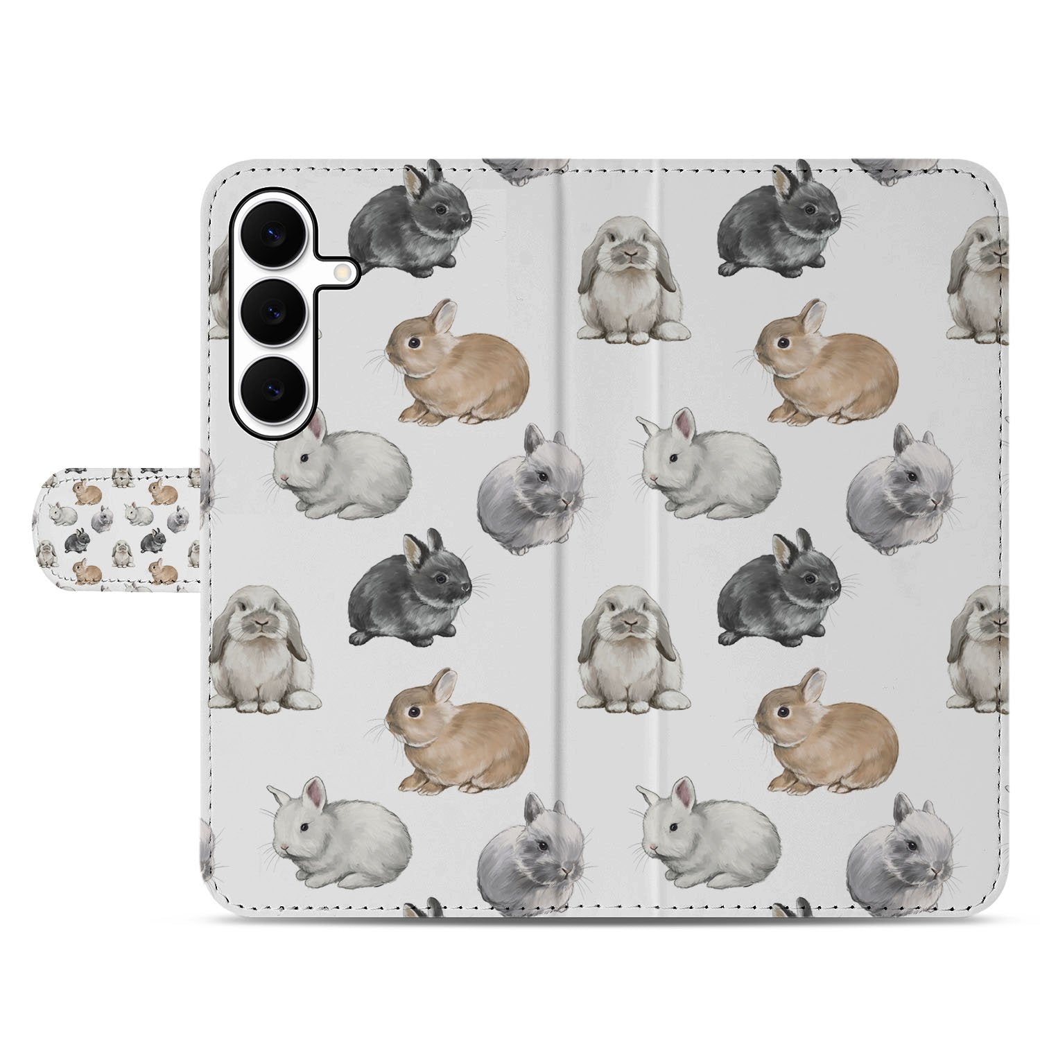 Telefoonhoesje Met Pasjes Voor Samsung Galaxy S25 FE PU Leer Konijntjes