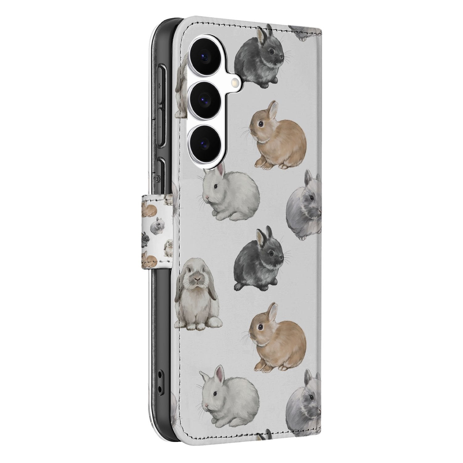 Telefoonhoesje Met Pasjes Voor Samsung Galaxy S25 FE PU Leer Konijntjes