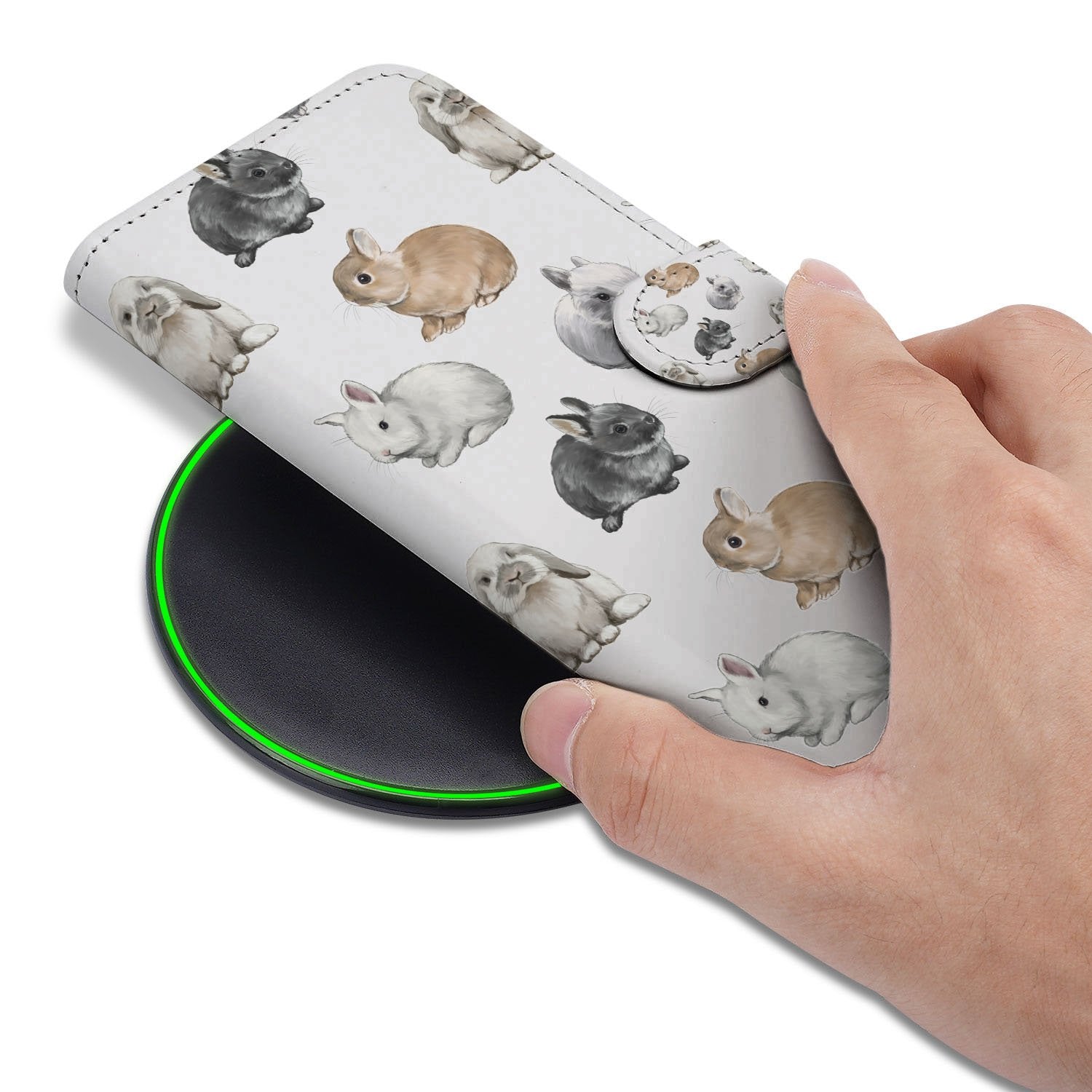 Telefoonhoesje Met Pasjes Voor Samsung Galaxy S25 FE PU Leer Konijntjes