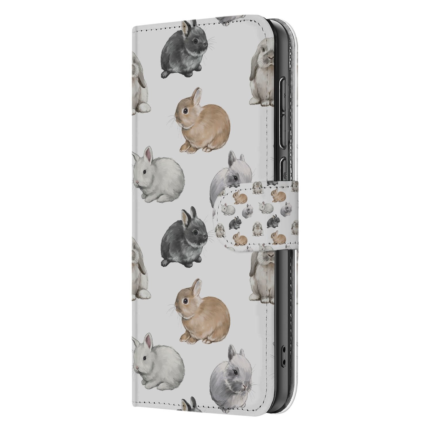 Telefoonhoesje Met Pasjes Voor Samsung Galaxy S25 FE PU Leer Konijntjes