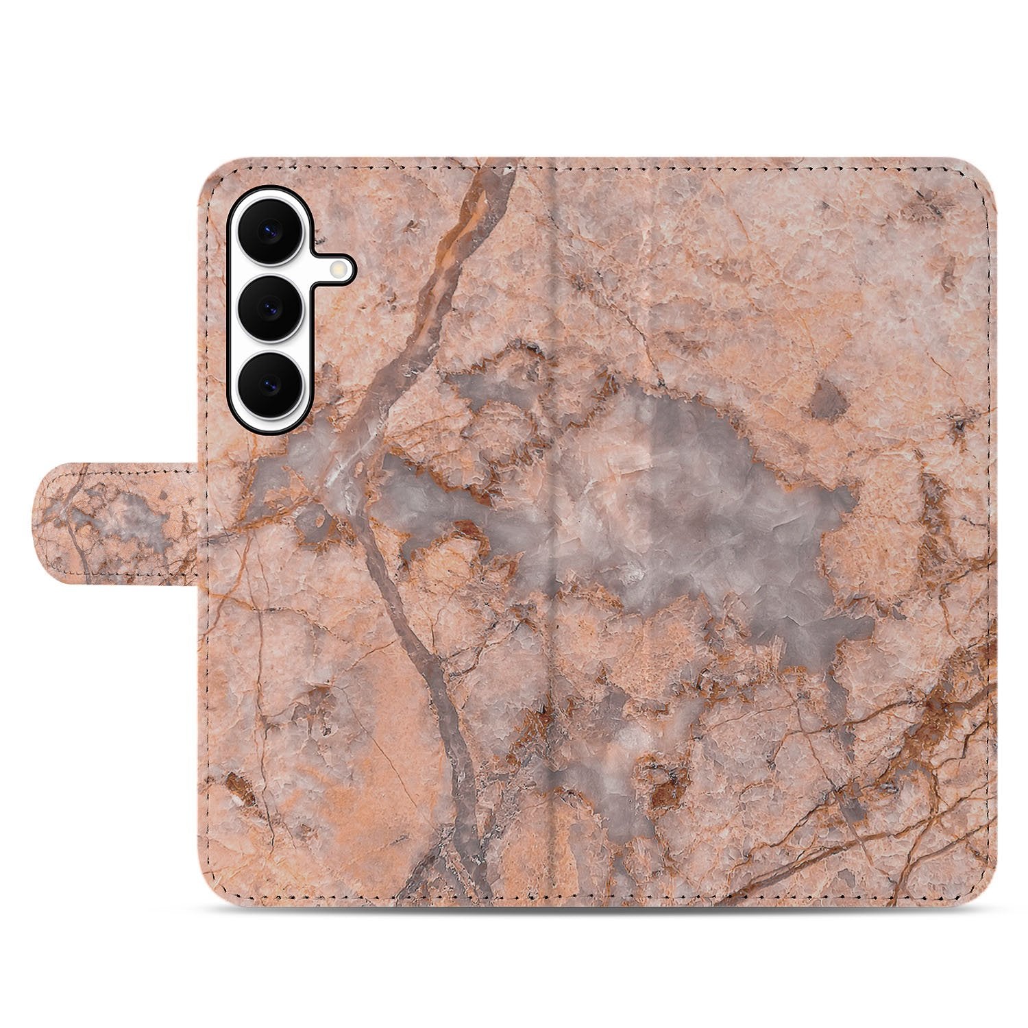 Samsung Galaxy S25 FE Bookcase Hoes Marmer Oranje Met Pasjes