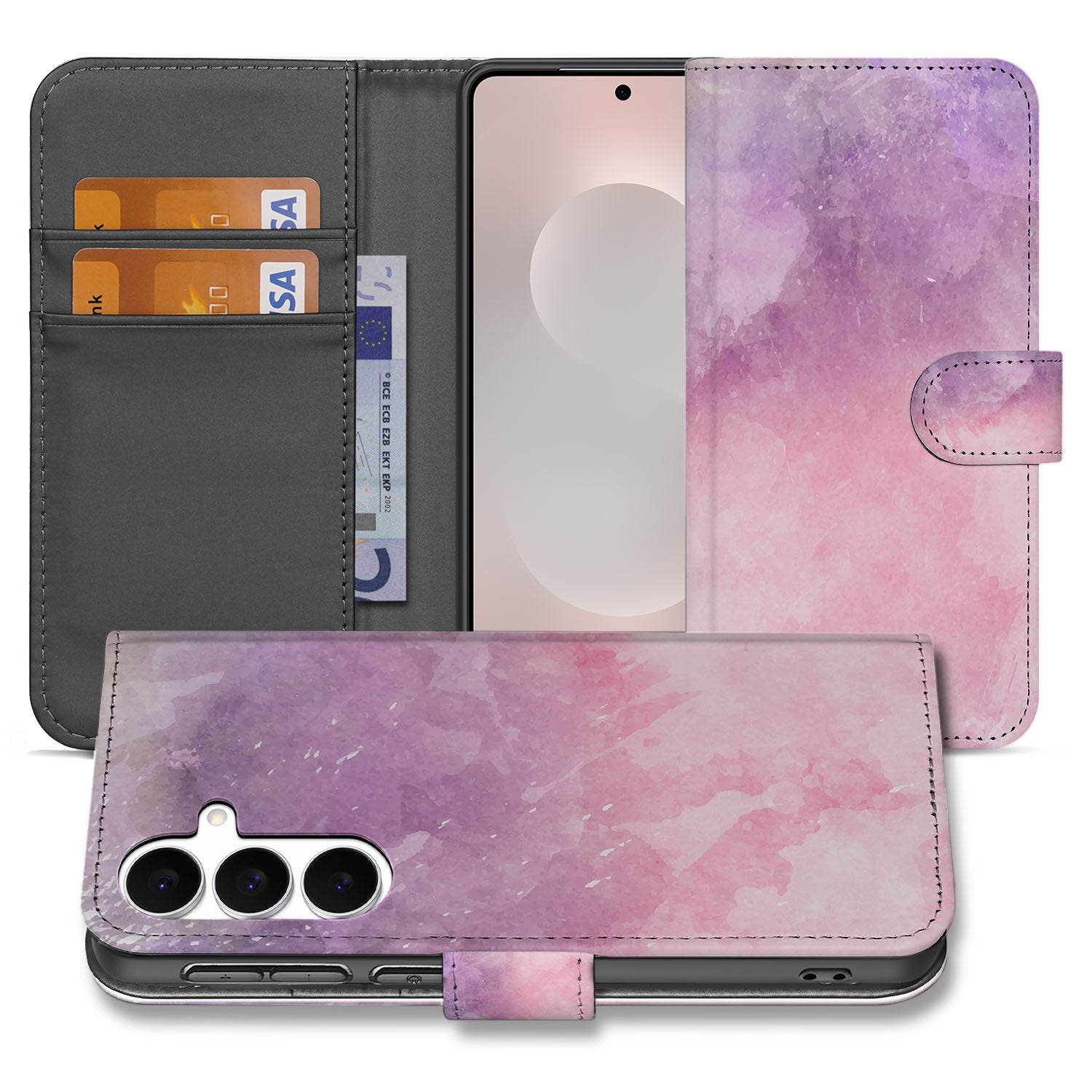 Samsung Galaxy S25 FE Bookcase Hoesje Roze Paars Paint TPU Bescherming