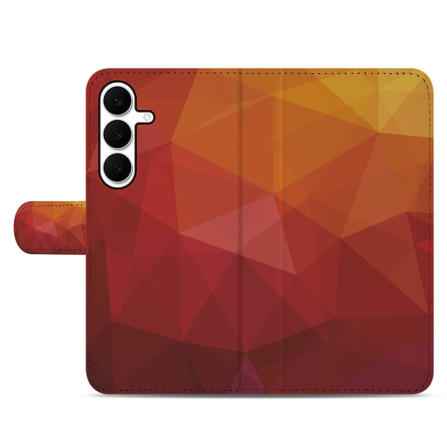 Bookcase Samsung Galaxy S25 FE Polygon Rood, PU Leer, 3 Pasjes