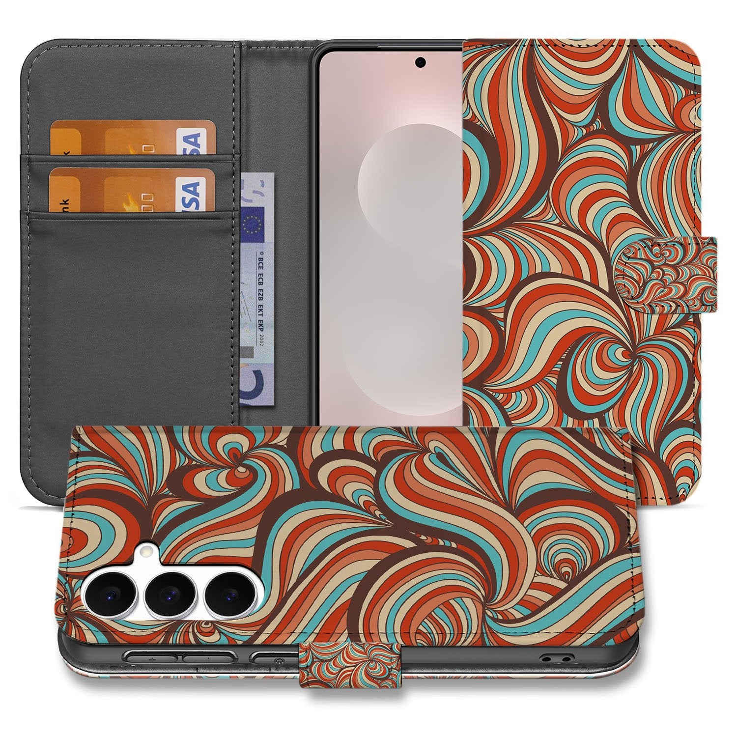 Samsung Galaxy S25 FE Hoesje Retro Met Pasjes En Magnetische Sluiting