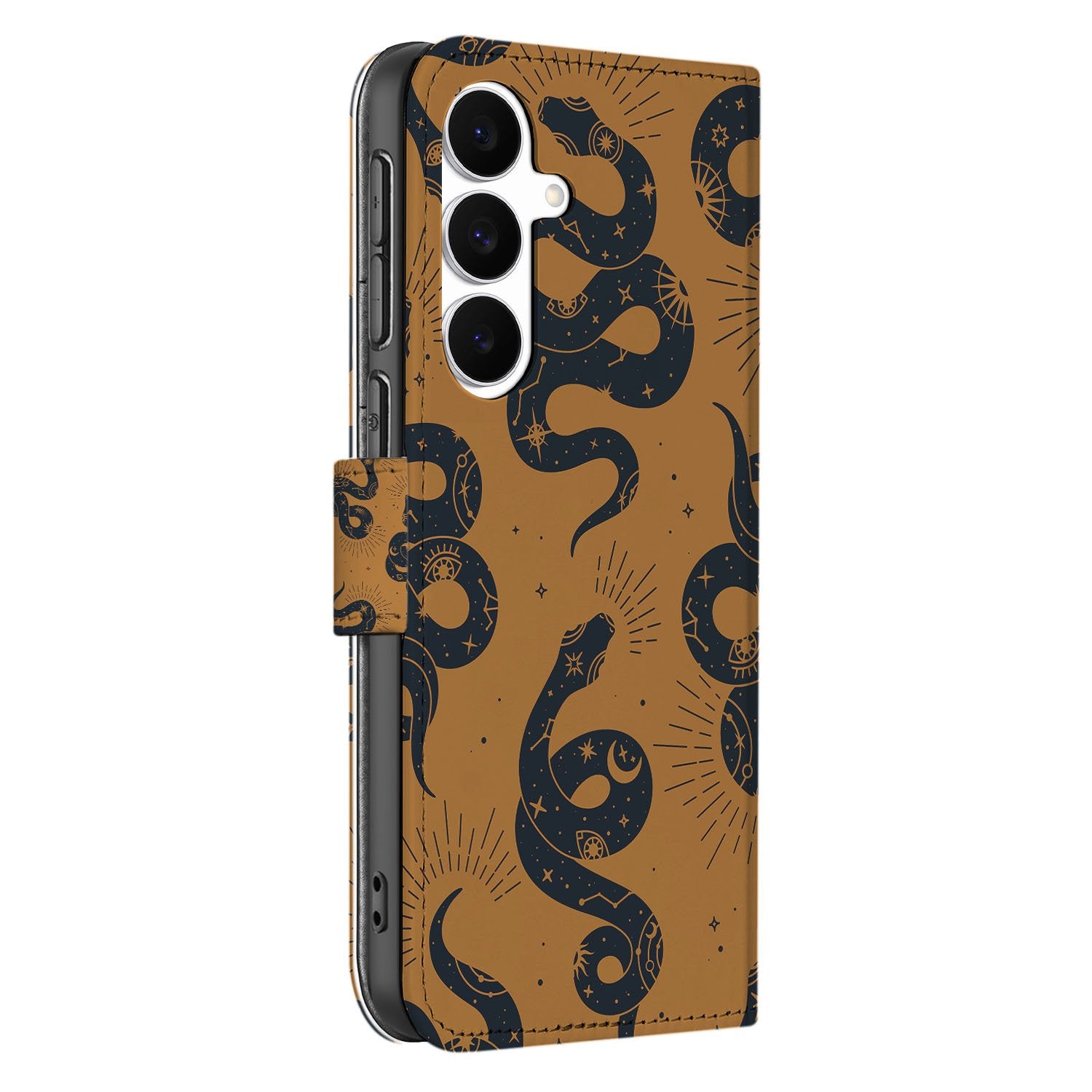 Telefoonhoesje Met Pasjes Samsung Galaxy S25 FE Slangen Design PU Leder 3 Pasjes