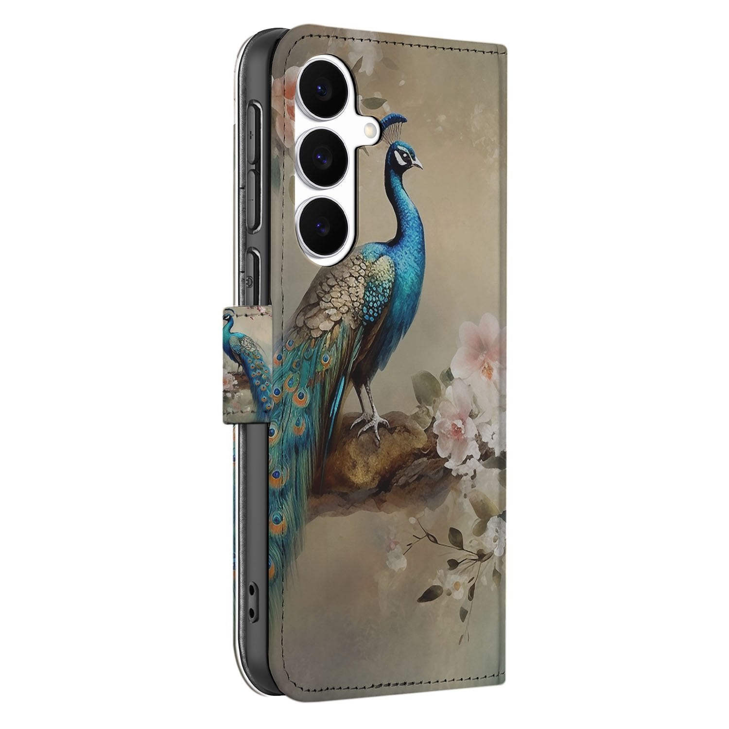 Telefoonhoesje Met Pasjes Vintage Pauw Design Voor Samsung Galaxy S25 FE