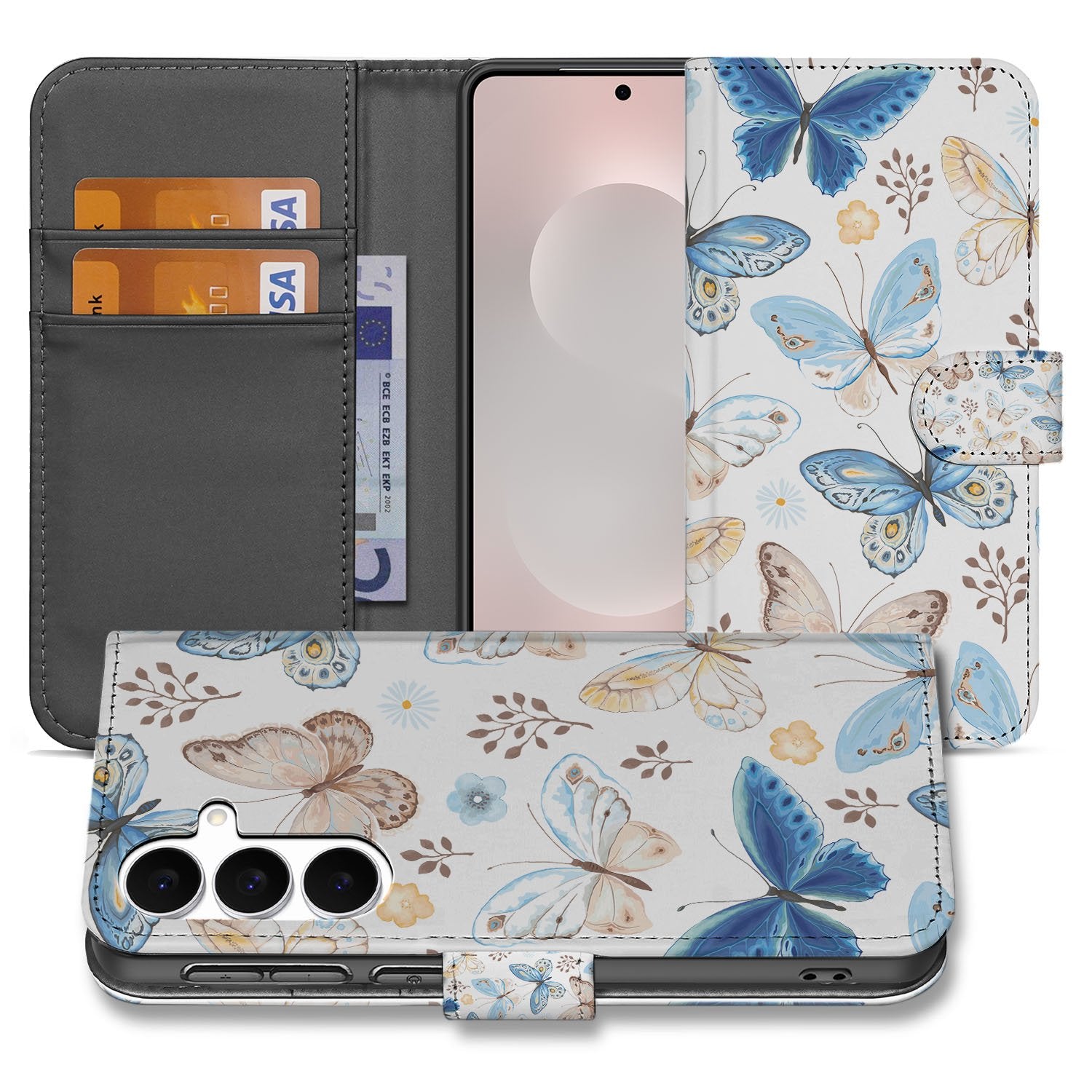 Samsung Galaxy S25 FE Vlinder Wallet Hoesje Met 3 Pasjes PU Leder