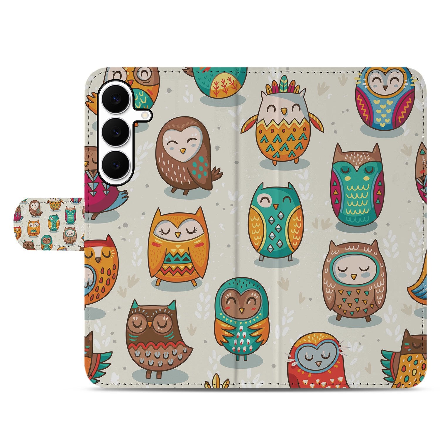 Samsung Galaxy S25 FE Telefoonhoesje met Pasjes Vrolijke Uilen