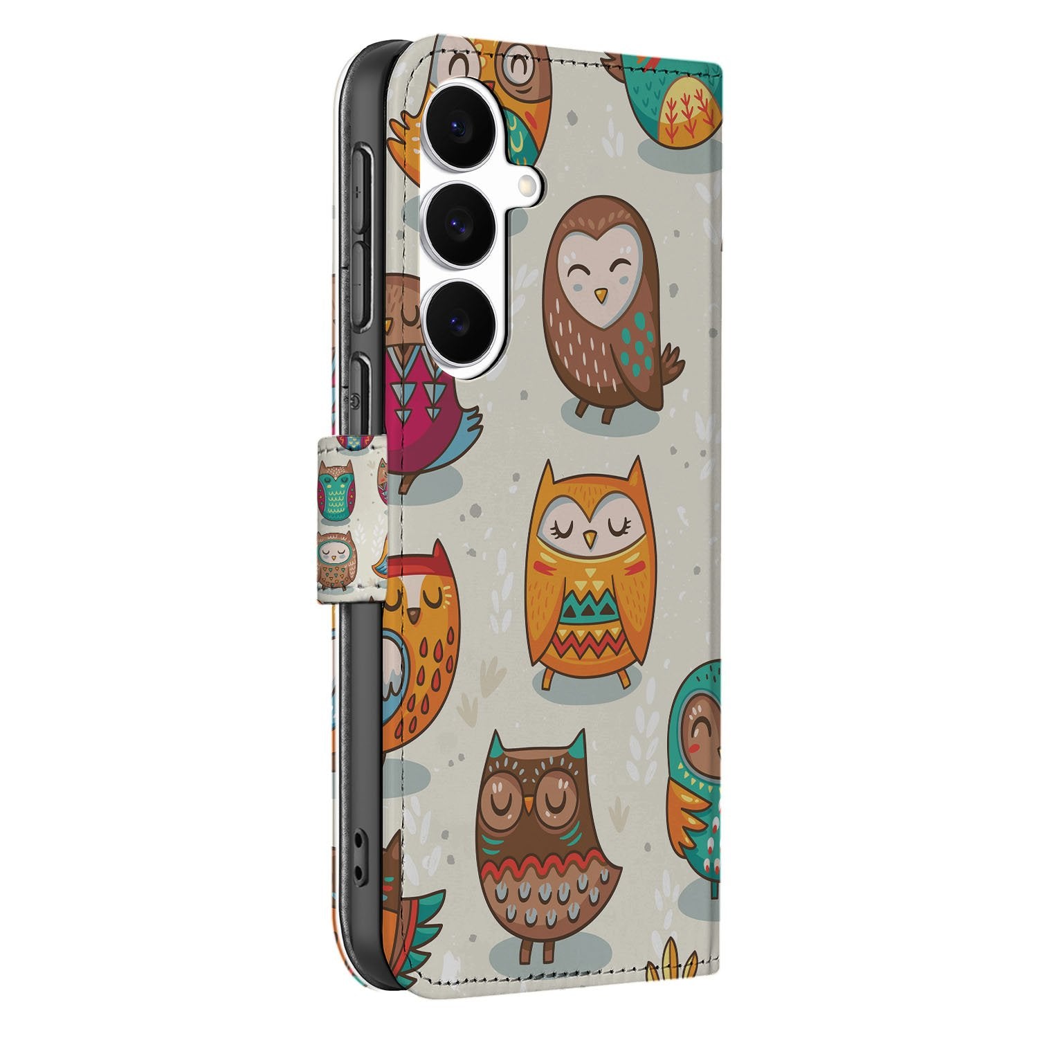 Samsung Galaxy S25 FE Telefoonhoesje met Pasjes Vrolijke Uilen