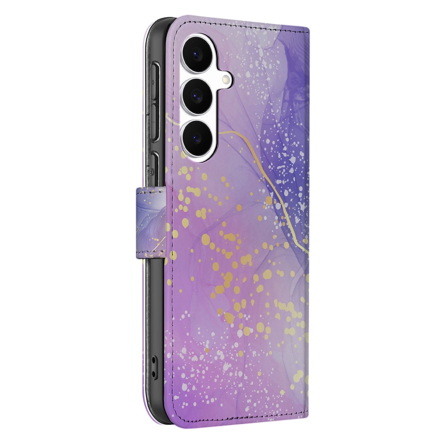 Watercolor Paars Hoesje Samsung Galaxy S25 FE PU-Leer Met 3 Pasjes