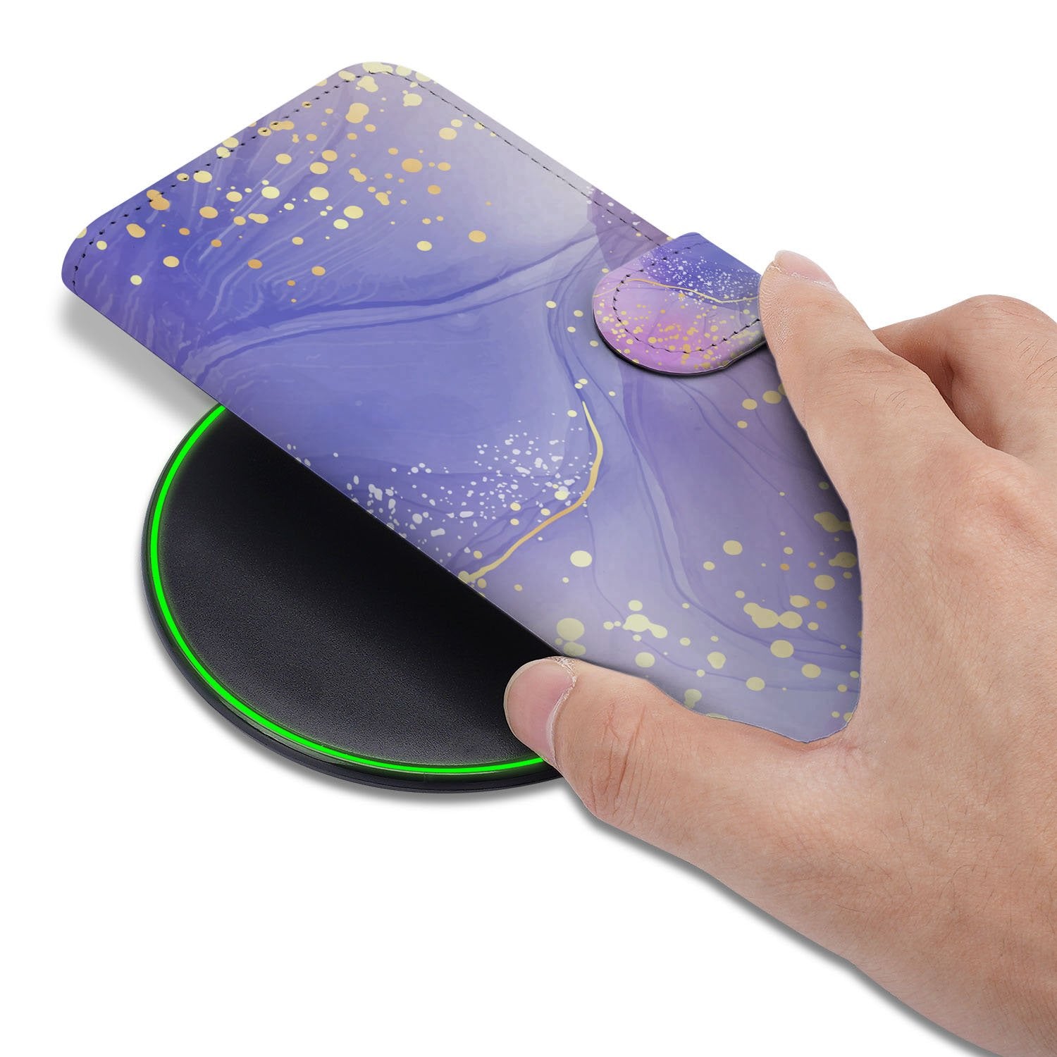 Watercolor Paars Hoesje Samsung Galaxy S25 FE PU-Leer Met 3 Pasjes