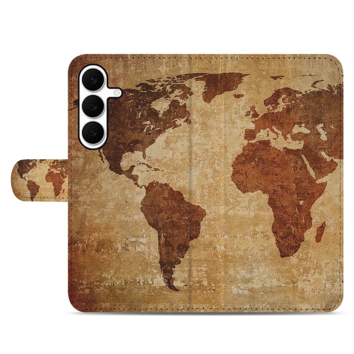 Samsung Galaxy S25 FE Flip Cover Bookcase Wereldkaart Met Pasjes