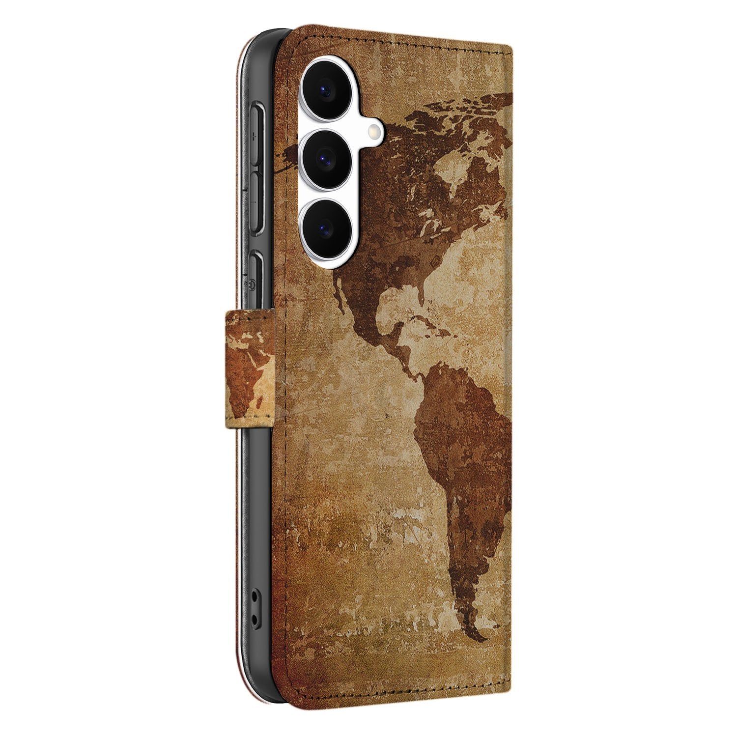 Samsung Galaxy S25 FE Flip Cover Bookcase Wereldkaart Met Pasjes