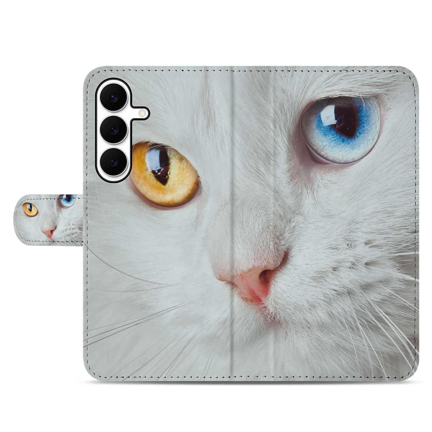Samsung Galaxy S25 FE Telefoonhoesje met Pasjes Witte Kat