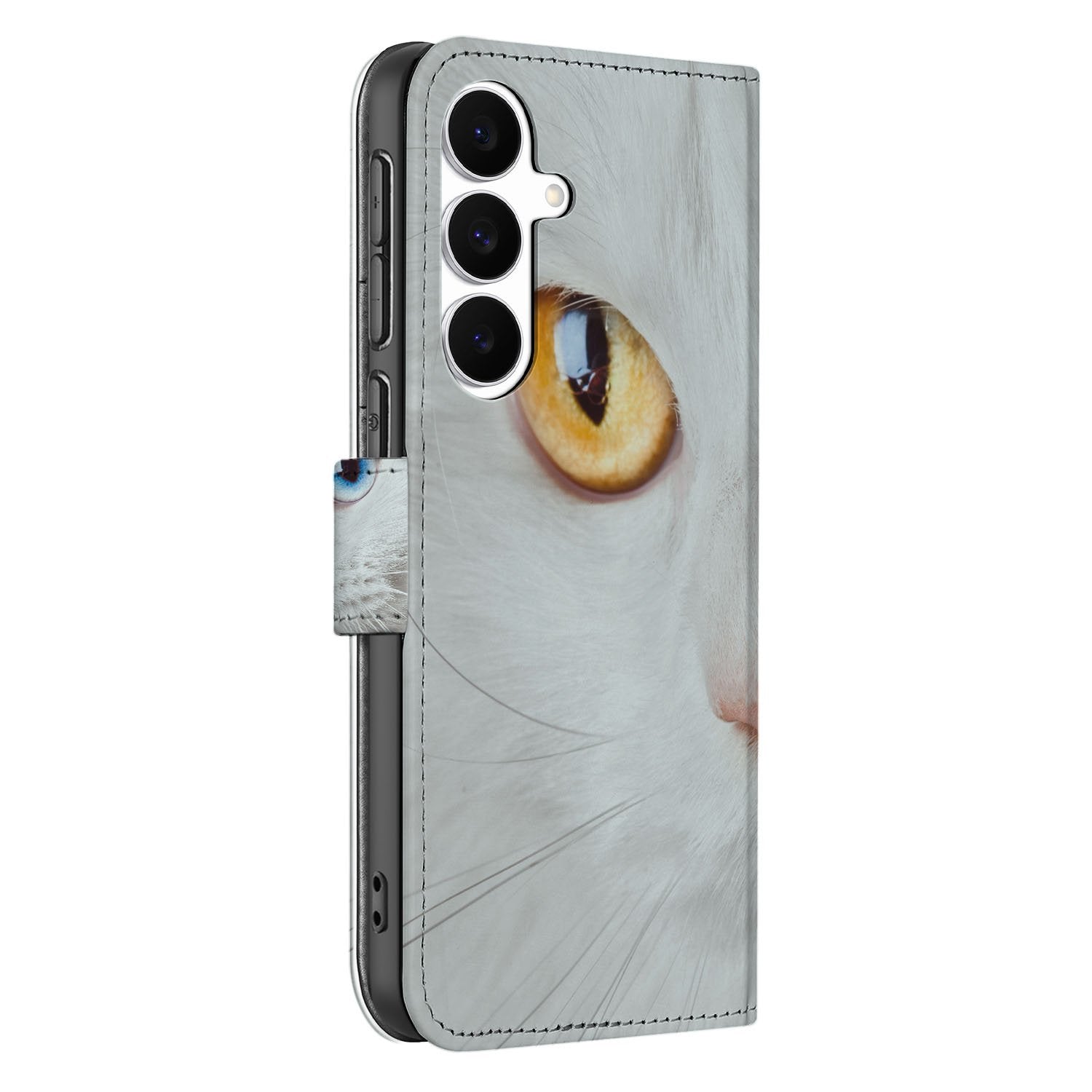 Samsung Galaxy S25 FE Telefoonhoesje met Pasjes Witte Kat