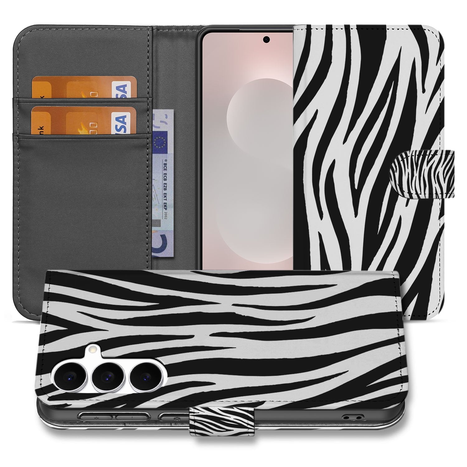 Samsung Galaxy S25 FE Telefoonhoesje met Pasjes Zebra