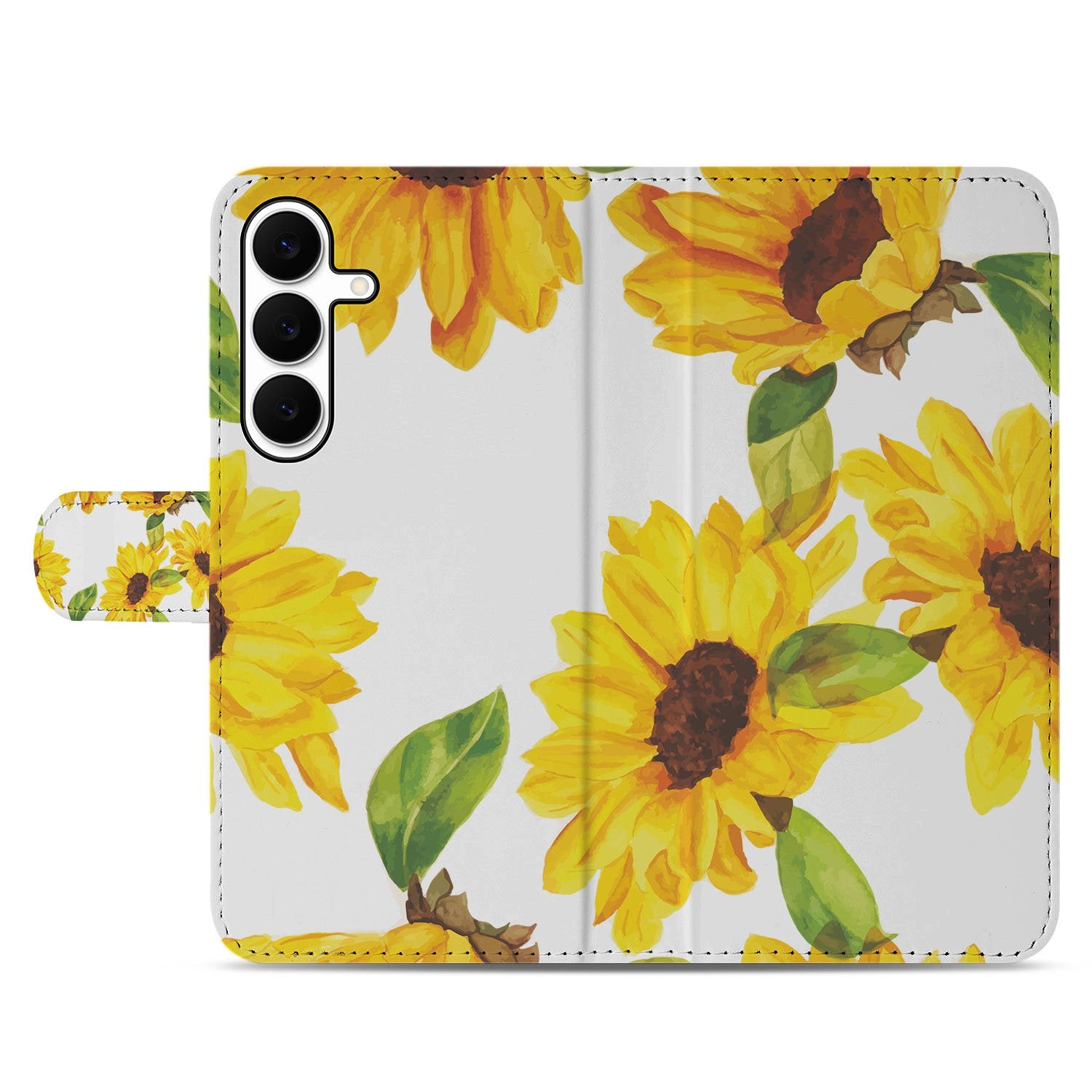 Samsung Galaxy S25 FE Hoesje Zonnebloemen Wallet PU Leer 3 Pasjes