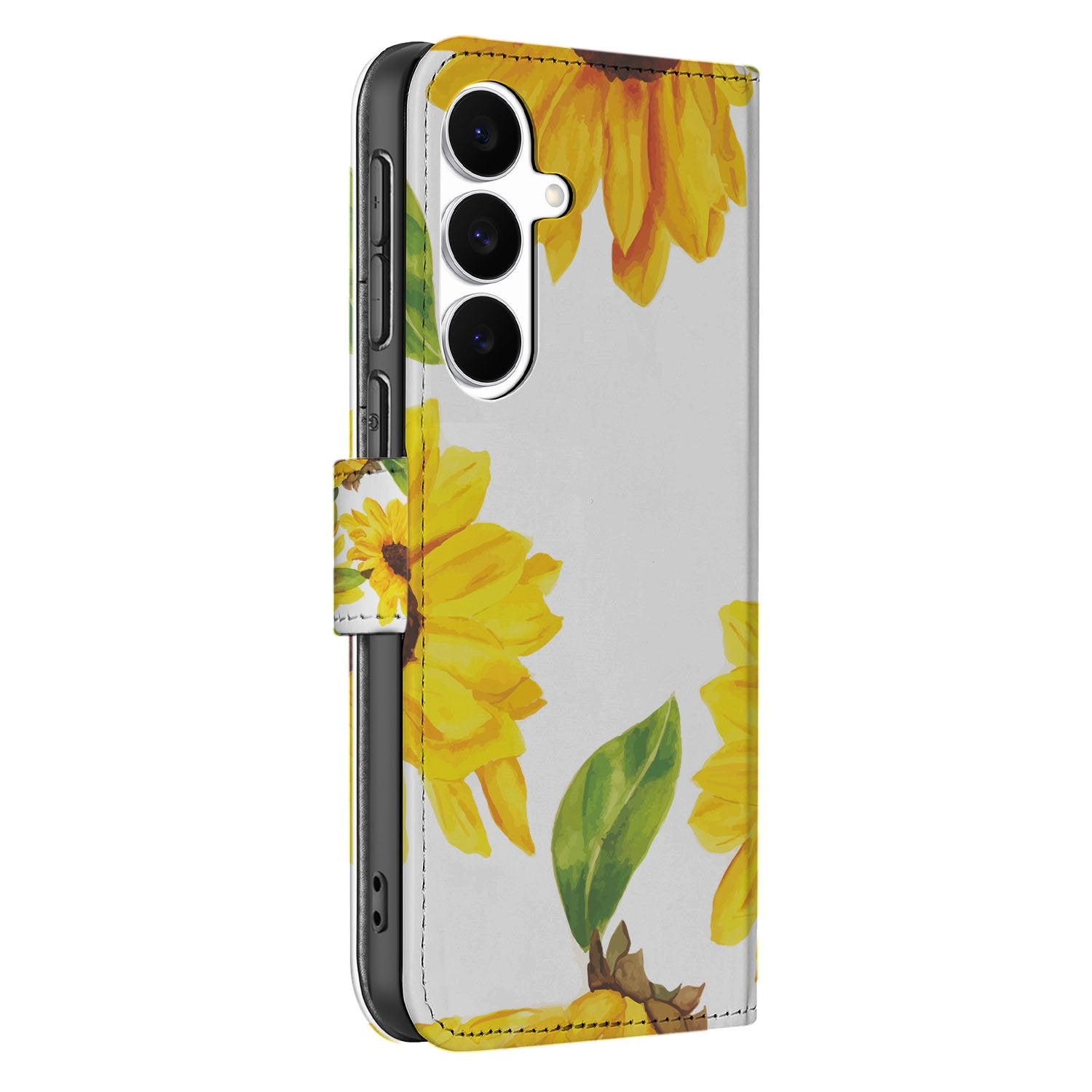 Samsung Galaxy S25 FE Hoesje Zonnebloemen Wallet PU Leer 3 Pasjes