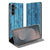 Samsung S25 FE Book Case Wood Blue book case afgebladderd blauw hout standfunctie cardhouder