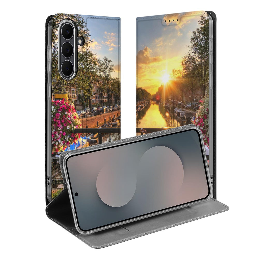 Samsung Galaxy S25 FE Book Cover Amsterdamse Grachten book cover voorkant achterkant Amsterdamse grachten