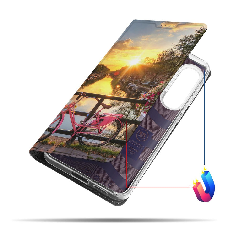 Samsung Galaxy S25 FE Book Cover Amsterdamse Grachten hoes design Amsterdamse grachten aanzicht
