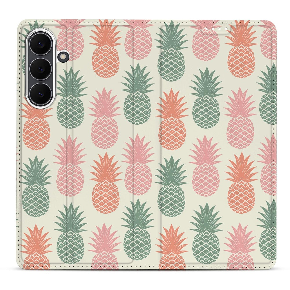 Samsung Galaxy S25 FE Book Cover Ananas boek cover ananas patroon voorkant