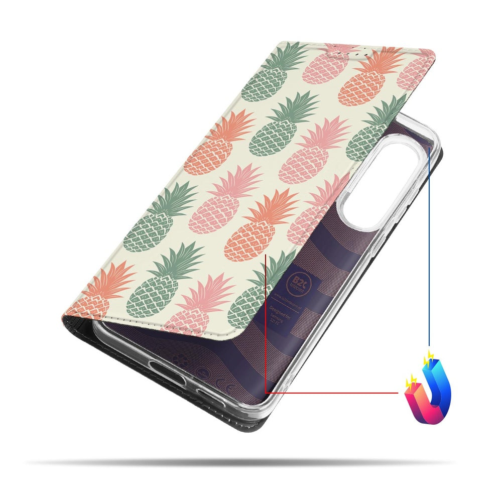Samsung Galaxy S25 FE Book Cover Ananas book case ananas ontwerp aanzicht