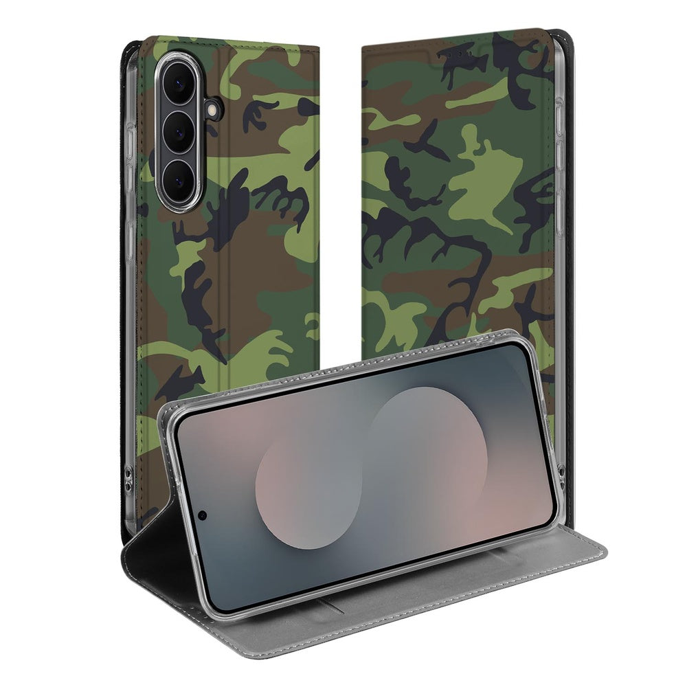 Samsung Galaxy S25FE Bookcase Army Dark camouflage hoesje open aanzicht