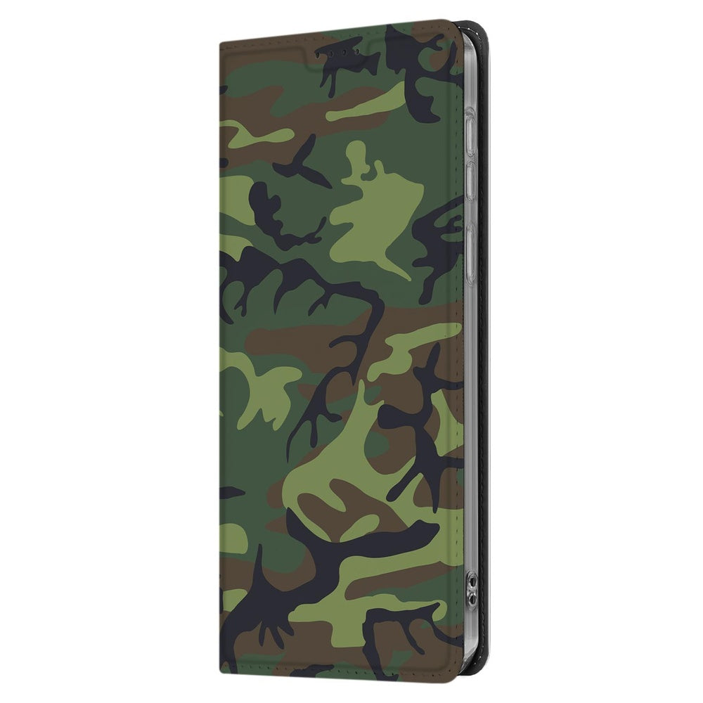 Samsung Galaxy S25FE Bookcase Army Dark camouflage design zijaanzicht