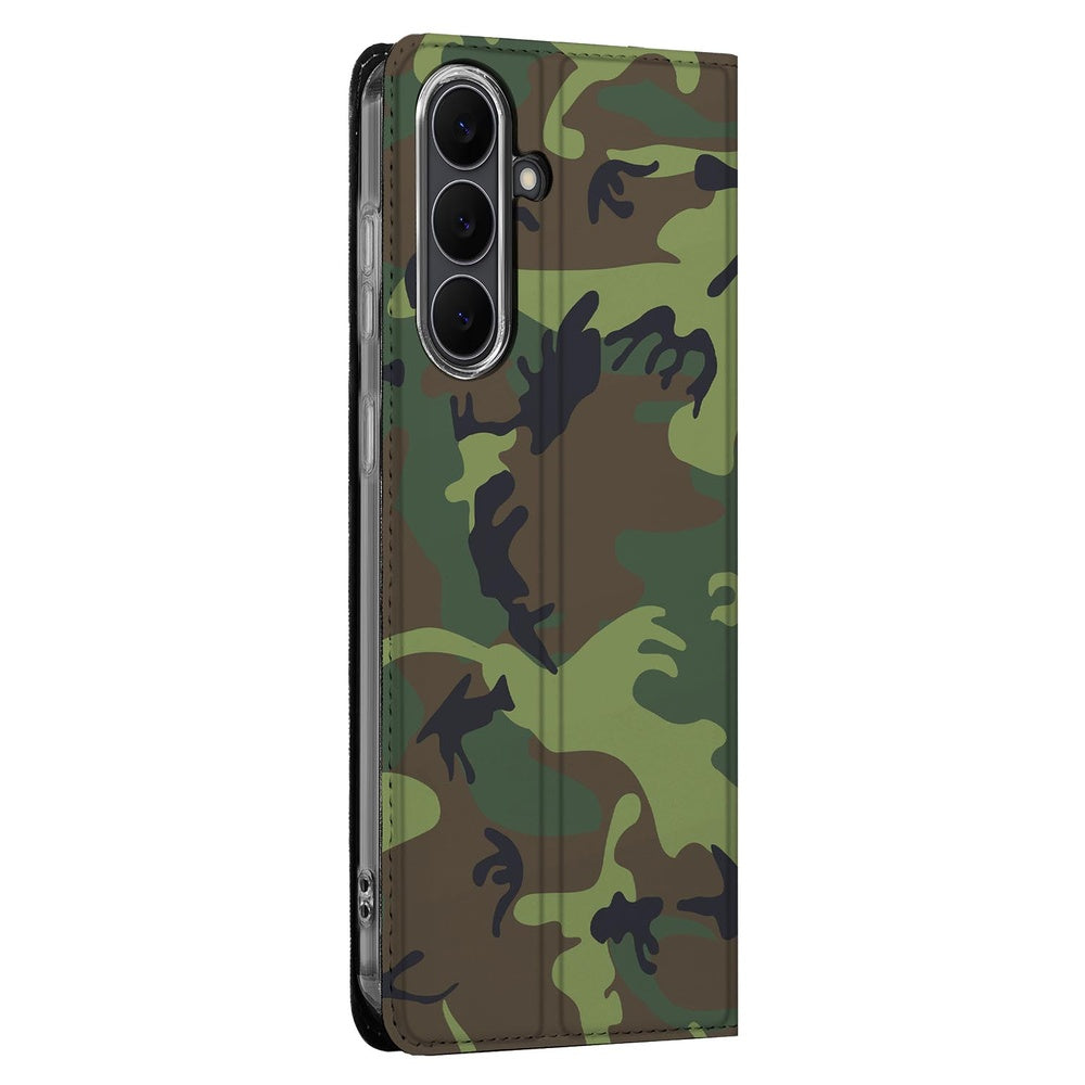 Samsung Galaxy S25FE Bookcase Army Dark design camouflage aanzicht