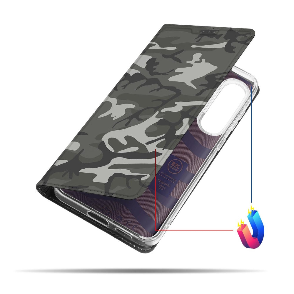 Samsung Galaxy S25 FE Telefoonhoesje Army Light book case camouflage aanzicht