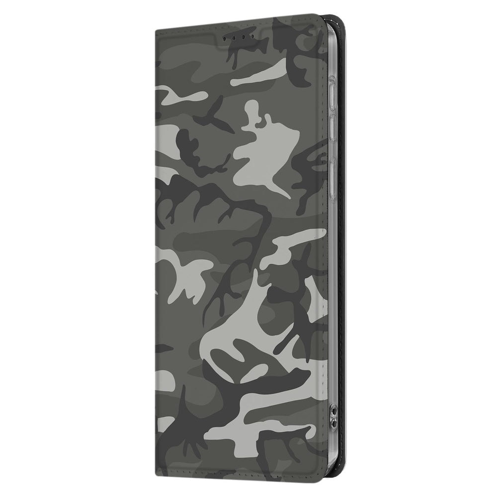 Samsung Galaxy S25 FE Telefoonhoesje Army Light Book Case camouflage design zijkant