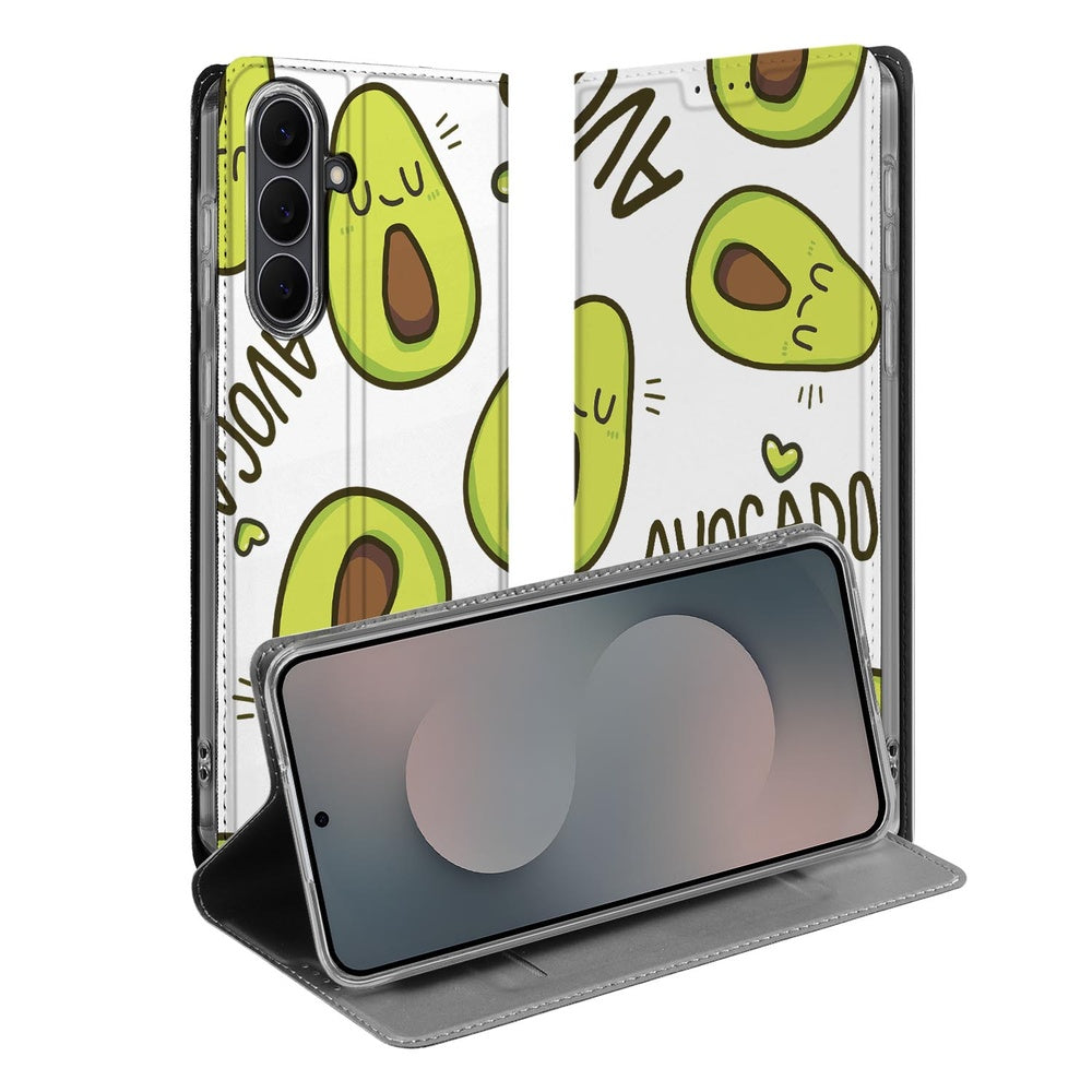 Samsung Galaxy S25 FE Book Wallet Case Avocado Singing design avocado voorkant