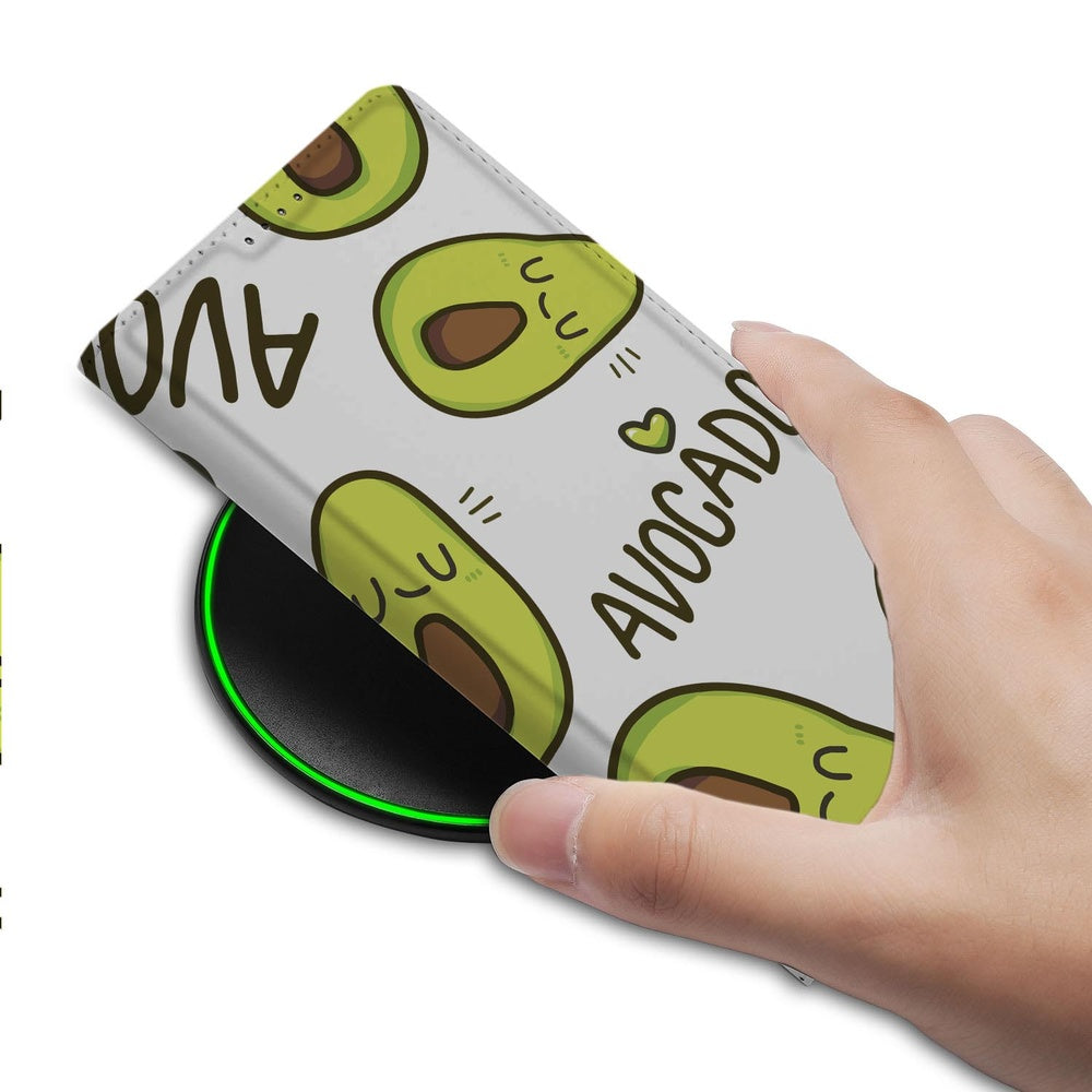Samsung Galaxy S25 FE Book Wallet Case Avocado Singing hand product design avocado