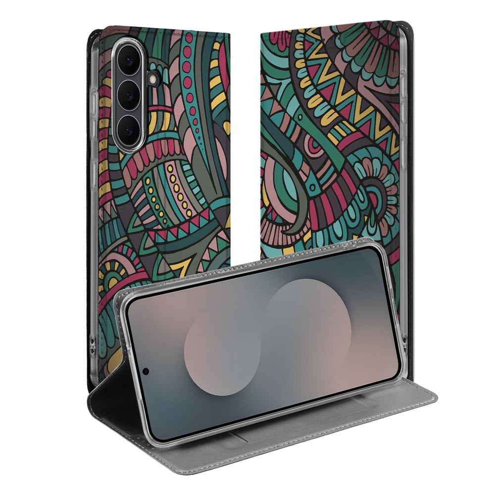 Samsung Galaxy S25FE Flip Style Cover Aztec book case vooraanzicht kleurevol