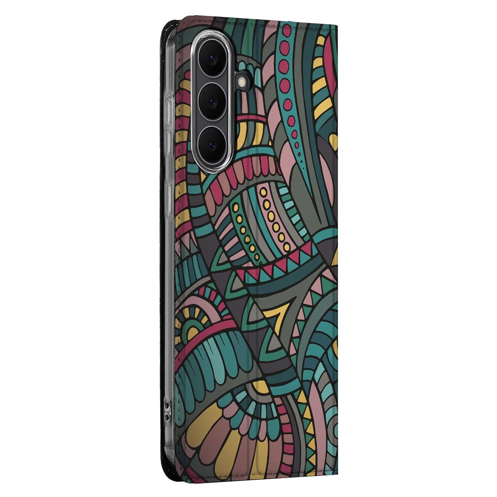 Samsung Galaxy S25FE Flip Style Cover Aztec design aztec-print aanzicht