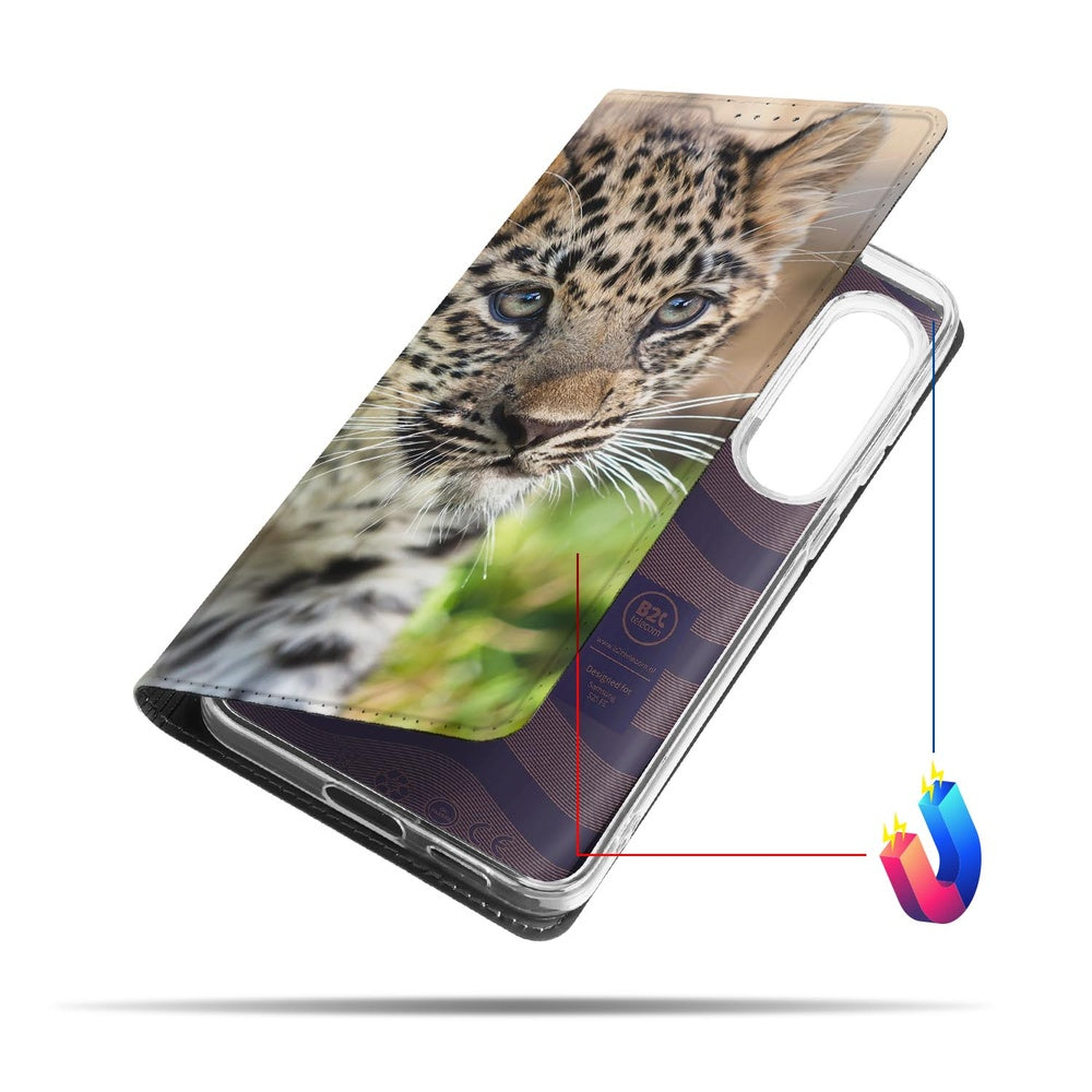 Samsung Galaxy S25 FE Standcase Hoesje Baby Luipaard Book Case aanzicht