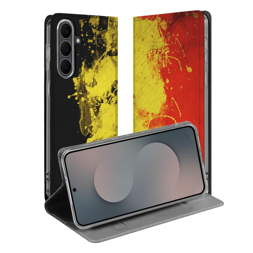 Samsung Galaxy S25FE Stand Case Hoesje Belgie Book Case voorkant achteraanzicht