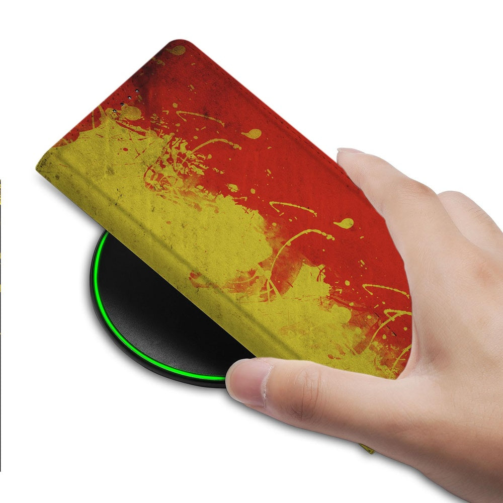Samsung Galaxy S25FE Stand Case Hoesje Belgie Book Case hand aanzicht
