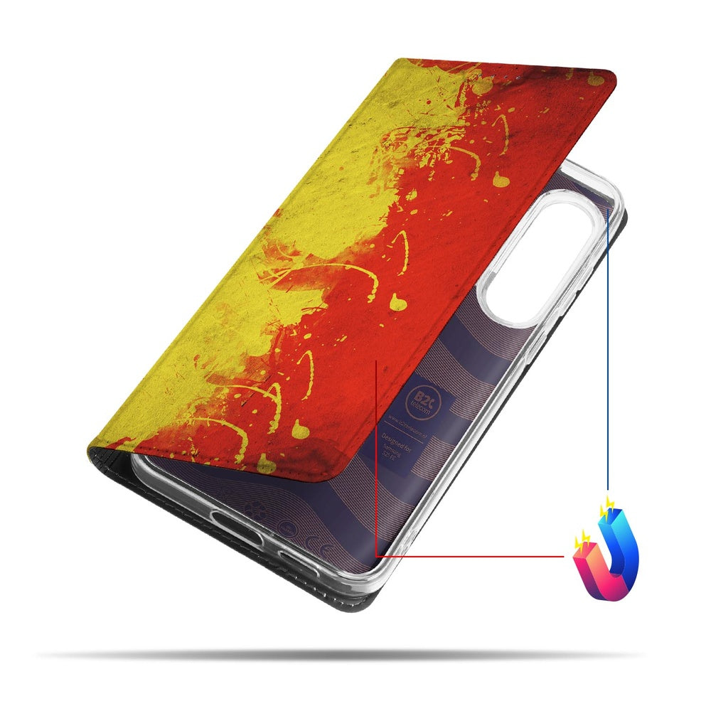 Samsung Galaxy S25FE Stand Case Hoesje Belgie Book Case aanzicht Belgisch vlag ontwerp