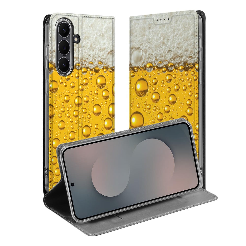 Samsung Galaxy S25 FE Wallet Case Bier bierprint flipcase voorkant achterkant