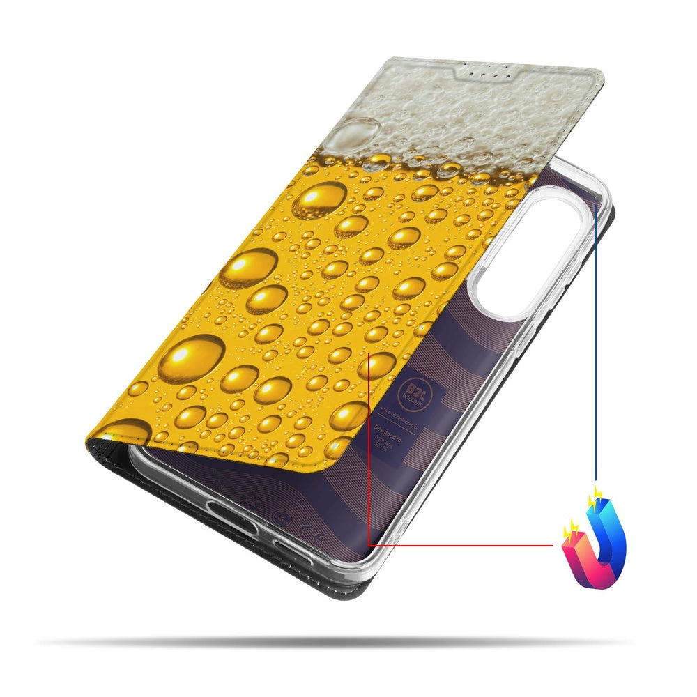 Samsung Galaxy S25 FE Wallet Case Bier bierprint vochtigheid kleurrijk design aanzicht