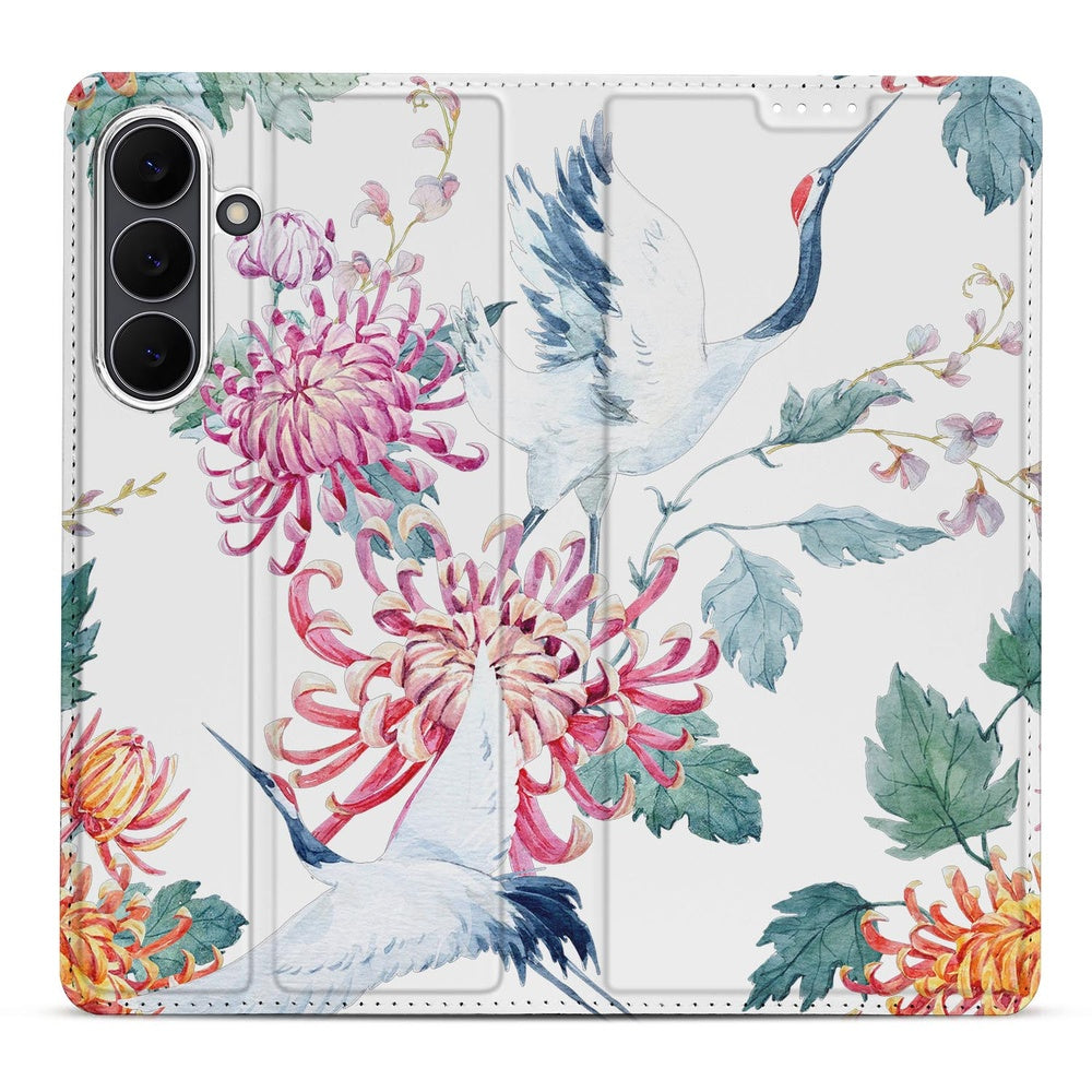 Samsung Galaxy S25 FE Book Case Bird Flowers boekhoes vogels bloemen