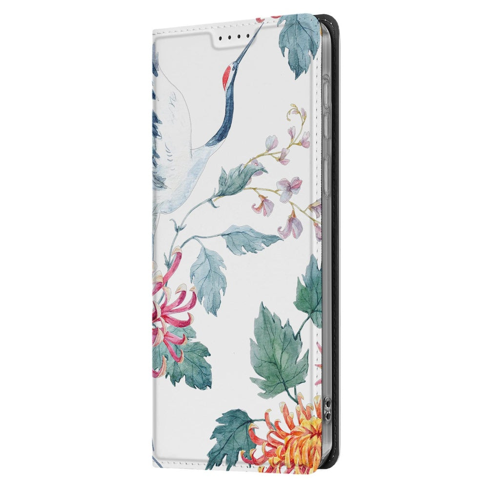 Samsung Galaxy S25 FE Book Case Bird Flowers design vogels bloemen zijkant