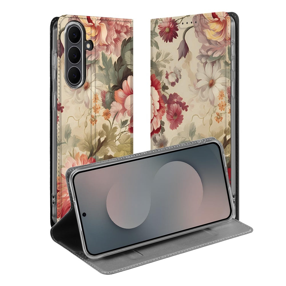 Samsung Galaxy S25 FE Book Case Bloemen boekcase bloemen design aanzicht