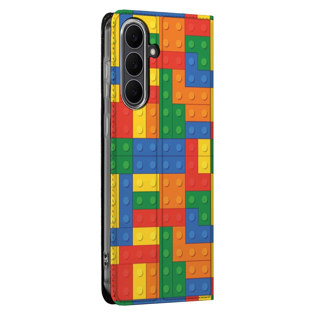 Samsung Galaxy S25 FE Book Cover Blokken kleurrijke blokken print zijaanzicht